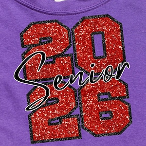 Senior 2026 Graduation PNG: Glitter School Clipart (Digital Download)