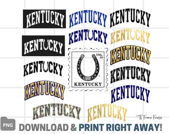 Kentucky PNG Svg Bundle, Derby Day Shirt Sublimation Designs, Kentucky SVG Cut Files Digital Download, Horseshoe Kentucky State, Ky PNG