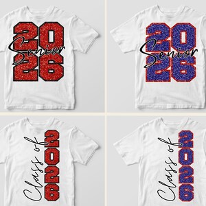 Red Glitter Senior 2026 PNG: Graduation Sublimation Design (Digital Download, 4 Files)