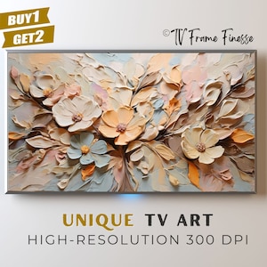 Abstract Floral Painting: 3D Textured Art for Samsung Frame TV (Digital Download)