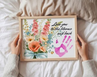 Printable Handprint Craft, DIY Mother's Day Gift Idea, Baby Toddler Floral Bouquet Family Keepsake Gift for Mom (Digital Print)