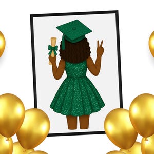 Senior Black Woman Black Girl Graduation SVG, Graduation Girl Dress, Grad Girl Peace Sign, Senior Black Woman Silhouette, Graduation Cap SVG