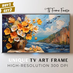 Abstract Floral Painting for Frame TV: Textured Wildflower Art (Digital Download)