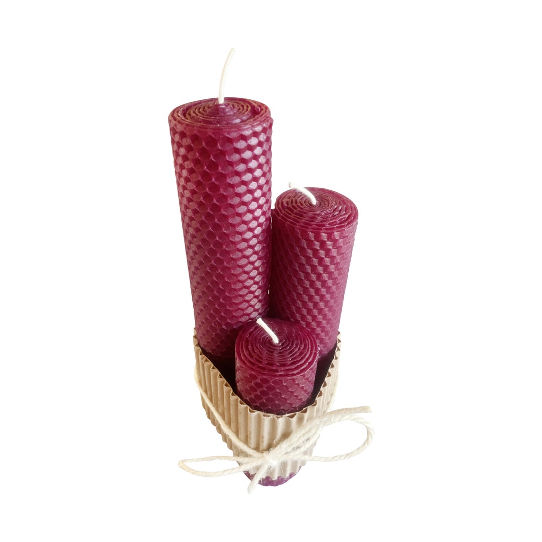 100 Pure Norwegian Beeswax Candles set of Three, Thick Pillar Beeswax Candles, Anti Alergic