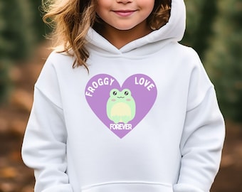Frog Hoodie for Kid Kawaii Sweatshirt Popular Gift for Daughter Girls Kawaii Clothes Children Cute Frog Gift Kawaii Hoodie Trendy Sweatshirt