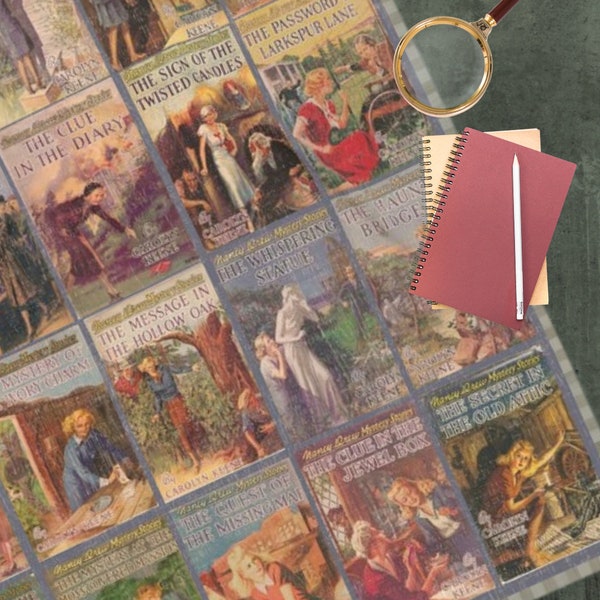 couverture Nancy Drew est le cadeau parfait pour les amateurs de lecture, les amateurs de romans policiers et les fans de Nancy Drew | Comprend 20 couvertures de livres bien-aimées de Nancy Drew