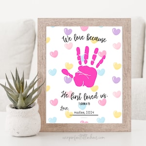 Valentine&#39;s Day Scripture Handprint Craft: Christian Homeschool Art (Digital Download)