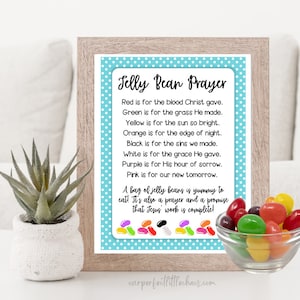Cartões de poema de oração Jelly Bean para crianças História cristã de Páscoa Imprimível História bíblica pré-escolar Atividade Jelly Bean para igreja infantil