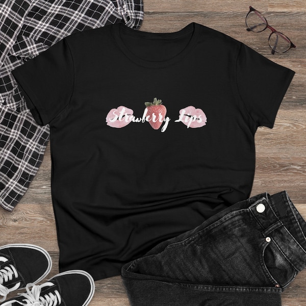 Strawberry Coquette Shirt, Strawberry Lips Tee, Unique Fruit Design