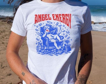 Angelcore Baby Tee Y2K Angel Energy Shirt Y2K TShirt Womens Baby Tee Y2K Aesthetic