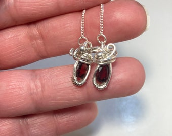 Faceted garnets sterling silver threaders