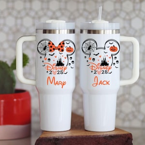 Disney Halloween 2025 Tumbler, Custom Disney Family Matching Cup, Mickey Minnie Halloween 40oz Tumbler, Disney Trick or Treat Travel Mug