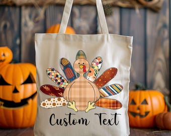 Custom Thanksgiving Turkey Tote Bag: Personalized Fall Family Gift