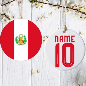 Personalized Peru Soccer Ornament: Front & Back Printed Copa Peru Gift