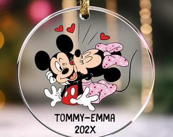 Engaged Ornament, Couples Ornament, Christmas Engaged Ornament, Disney Engaged Ornament, Engaged Mickey Minnie Gift, Memorial Engaged