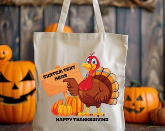 Custom Thanksgiving Turkey Tote Bag: Family Fall Gift