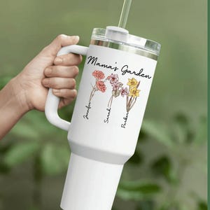 Birth Month Flower Mom Tumbler with Kids&#39; Names, Personalized 40oz Mother&#39;s Day Tumbler ,Custom Mom Gift 2025,Gift for Mother, Mother&#39;s Day