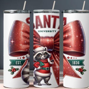 Funny Santa Raccoon Christmas Tumbler: Holiday Animal Gift