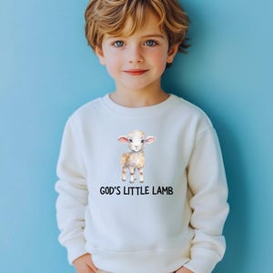 God's Little Lamb Youth Crewneck, scripture, christian clothing for kids, Religious Gifts