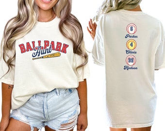 Custom Aunt of Both Baseball Softball Shirt with Names, Personalized Ballpark Auntie Shirt, Varsity Baseball T Shirt, Game Day Tee, Gift