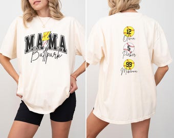 Baseball Softball Mom Shirt Softball Baseball Mom Shirt Ballpark Mama Shirt Names on Back Custom Baseball Mom Gift Softball Mom Gift