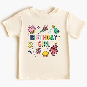 4th Birthday Girl Shirt 4th Birthday Shirt Colorful Birthday Shirt Fourth Birthday Shirt Toddler Tee Girls Party Shirt Girl Birthday Outfit