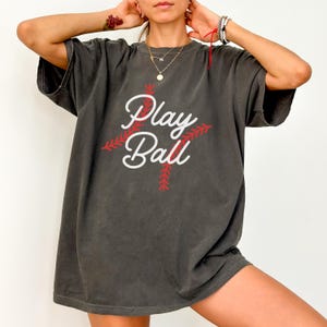 Play Ball Shirt Comfort Colors Baseball Softball Graphic Tee Vintage Stitch Design Game Day TShirt Gift for Baseball Mom or Sports Fan Tee