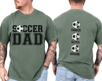 Camiseta de fútbol para papá, camiseta de fútbol personalizada, camiseta de fútbol personalizada para papá con nombres y números de jugadores, regalo para papá, colores cómodos para el día del juego