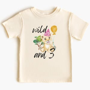 Wild and Three Shirt 3rd Birthday Shirt Zoo Birthday Shirt Safari Animal Birthday Shirt Toddler Birthday Shirt Wild and 3 Shirt Kid Lion Tee
