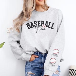 Baseball Nana Sweatshirt Grandma Baseball Sweatshirt Baseball Grandma Sweatshirt Name on Sleeve Baseball Gifts for Grandma Baseball Sweater