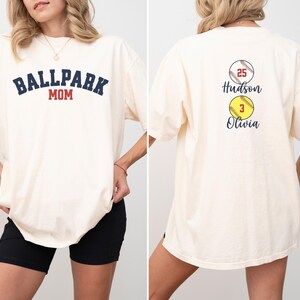 Baseball Softball Mom Shirt Softball Baseball Mom Shirt Ballpark Mama Shirt Names on Back Custom Baseball Mom Gift Softball Mom Gift