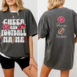 Cheer and Football Mom Shirt Custom Football and Cheer Mom Shirt Cheer Mama Shirt Football Mama Shirt Cheerleader Football Gift for Mom