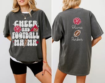 Cheer and Football Mom Shirt Custom Football and Cheer Mom Shirt Cheer Mama Shirt Football Mama Shirt Cheerleader Football Gift for Mom