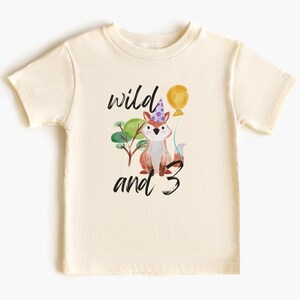 Wild and Three Shirts 3rd Birthday Shirt Zoo Birthday Shirt Safari Animal Birthday Shirt Toddler Birthday Shirt Wild and 3 Shirt Kid Fox Tee