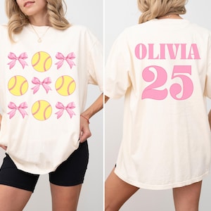 Custom Softball Shirt Mom Softball Shirt Softball Coquette Bow Shirt Softball Game Day Shirts Personalized Softball Shirts Softball Gifts