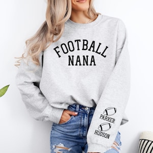 Football Nana Sweatshirt Personalized Football Sweatshirt Grandma Football Sweater Names on Sleeve Football Nana Gift Football Grandma Gift