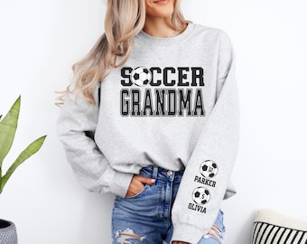Soccer Grandma Sweatshirt Names on Sleeve Grandma Soccer Sweatshirt Custom Soccer Nana Sweatshirt Personalized Soccer Gift Soccer Sweater