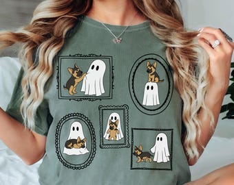 Tysk herdehund Halloween-tröja Komfortfärger Hundälskare Hösttröja Söt hundmamma-tröja Spöklik säsong Grafisk presentidé för husdjursägare
