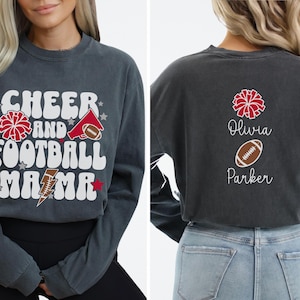Cheer Football Mom Shirt with Names, Football Cheer Mom Shirt, Football Cheer Mama Shirts, Custom Football Cheer Shirt Personalized Mom Gift