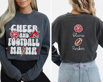 Cheer Football Mom Shirt with Names, Football Cheer Mom Shirt, Football Cheer Mama Shirts, Custom Football Cheer Shirt Personalized Mom Gift