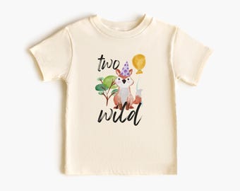 Wilde verjaardag shirt twee wilde shirt dierlijke verjaardag shirt dierentuin verjaardag shirt peuter verjaardag T-shirt 2e verjaardag T-shirt Fox verjaardagsshirt