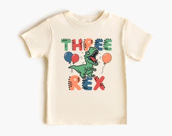 Drie Rex verjaardag shirt dinosaurus jongen verjaardag shirt Dino shirts verjaardag 3 Rex verjaardag shirt Dino T-shirt 3e verjaardag shirts T-Rex shirt