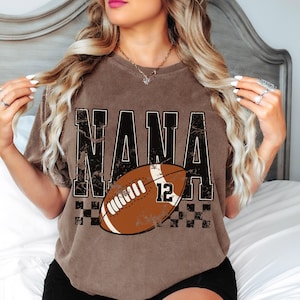 Custom Football Nana Shirt Comfort Colors Personalized Game Day Grandma Tee with Player Number Gift for Football Grandma Game Day Shirt