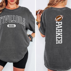 Custom Football Nana Shirt Comfort Colors Personalized Football Grandma Tee Game Day Top with Players Names and Trendy Upside Down Text