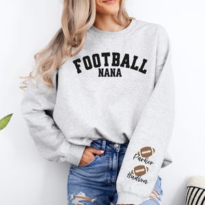 Football Nana Sweatshirt Personalized Football Sweatshirt Grandma Football Sweater Names on Sleeve Football Nana Gift Football Grandma Gift