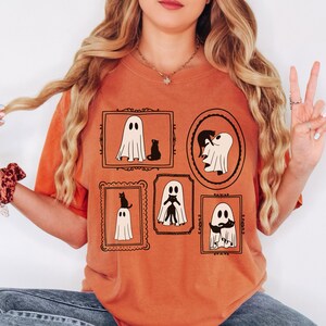 Halloween katt spöke skjorta komfortfärger söt spöke skjorta kattmamma Halloween skjorta svart katt t-shirt Halloween spöke läskig skjorta Halloween gåva Yam