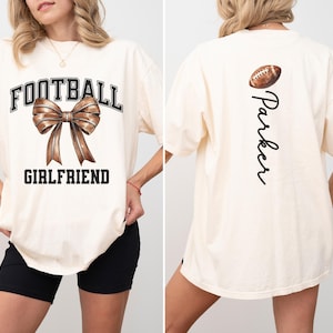 Custom Football Girlfriend Shirt Personalized Football Shirt Girlfriend Football Shirt for Girlfriend Football Gift Football Bow Shirt