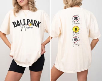 Baseball Softball Mom Shirt Softball Baseball Mom Shirt Ballpark Mama Shirt Names on Back Custom Baseball Mom Gift Softball Mom Gift