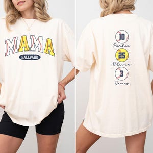 Baseball Softball Mom Shirt Softball Baseball Mom Shirt Ballpark Mama Shirt Names on Back Custom Baseball Mom Gift Softball Mom Gift