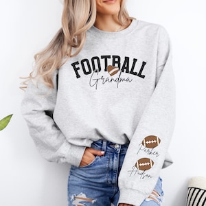 Football Grandma Sweatshirt Personalized Football Sweatshirt Grandma Football Sweater Names on Sleeve Football Grandma Gift Football Mimi